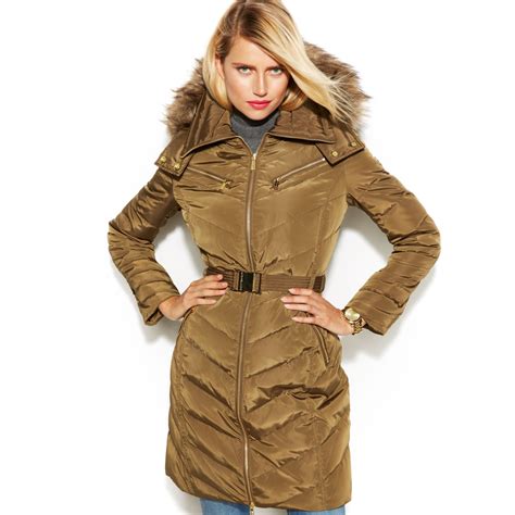 michael kors down coat hood gold zipper double|michael kors nylon down jacket.